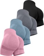 CHRLEISURE Girls's 4 Packs Exercise Health club Shorts, Excessive Waisted Butt Lifti... - Image 2