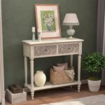 COSIEST Console Desk with 2 Drawers, MDF Slim Entryway Desk with S... - Image 2