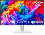CRUA 32Inch White Monitor, QHD (2560X1440P), 75Hz Pc Monitor, IP... - Image 2