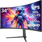 CRUA 34" Curved Gaming Monitor, IPS WQHD(3440x1440P) 120Hz 1900R 21:9 ... - Image 2