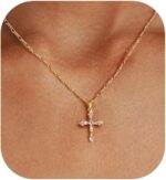 Cross Necklace for Ladies,Double Cross Necklace 14K Gold Plated Cross P... - Image 2