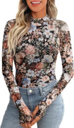 Dealmore Lace Sheer Lengthy Sleeve Floral Mesh Mockneck Fashionable Cute Going... - Image 2