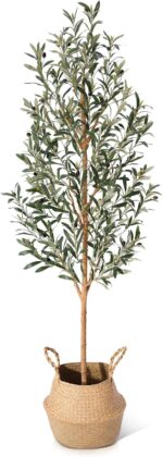 Fake Olive Tree 6FT – Tall Synthetic Vegetation Indoor with Actual Wooden Tru... - Image 2