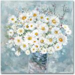Flowers Toilet Wall Decor Floral Canvas Wall Artwork White Daisy in Vase... - Image 2