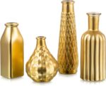 Glasseam Gold Vase for Flowers: Small Glass Vases for Dwelling Room Kitc... - Image 2