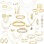 Gold Jewellery Set for Ladies,18K Gold Plated Jewellery Set with 9 Necklace... - Image 2