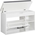 HOOBRO 3 Tier Shoe Storage Bench with Flip Drawer and Flip-Open Storag... - Image 2
