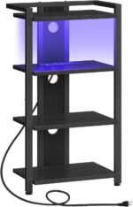 HOOBRO 4-Tier AV Media Console With Charging Station and LED Mild, Wo... - Image 2