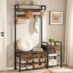 HOOBRO Corridor Tree with Bench, Shoe and Coat Rack for Entryway, Coat Rac... - Image 2