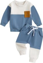 Kupretty Toddler Child Boy Fall Winter Garments Colour Block Lengthy Sleeve ... - Image 2