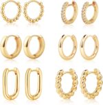 MIDEEO Gold/Sliver Chunky Hoop Earrings Set for Girls, 14K Gold Plated... - Image 2