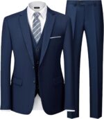 MY'S Males's 3 Piece Slim Match Go well with Set with Tie, 2 Button Blazer Jacket ... - Image 2