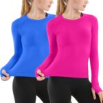 MathCat Seamless Exercise Shirts for Girls Lengthy Sleeve Yoga Operating Shi... - Image 2