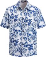 Males's Floral Cranium Print Quick Sleeve Button Down Shirt - Image 2