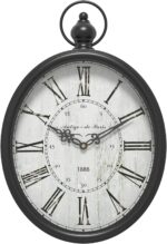 Menterry Oval Retro Wall Clock, Rustic Classic Model, Black Vintage De... - Image 2