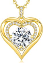 Moissanite Coronary heart Pendant Necklaces for Girls, 925 Sterling Silver Neck... - Image 2