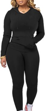 Mrskoala Two Piece Outfits For Ladies Exercise Units Lengthy Sleeve Sweatsui... - Image 2