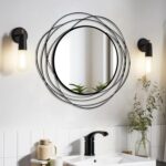 Spherical Wall Mirror - 26.8" Giant Black Circle Mirror for Wall with Artwork ... - Image 2
