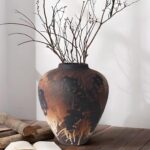 Rustic Vase for Flowers, 8.9'' Brown Farmhouse Ceramic Vases for House ... - Image 2
