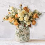 Rustic Classic Ceramic Vase, 7.8 inch Beige and Inexperienced Ornamental Vase,... - Image 2