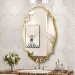 Scalloped Oval Wall Mirror, 24“X36” Gold Lavatory Vainness Mirror, Ornat... - Image 2