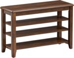 Shoe Bench Storage Rubberwood, Entryway Bench with 3-Tiers Peak Adju... - Image 2