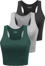 Sports activities Crop Tank Tops for Girls Cropped Exercise Tops Racerback Operating... - Image 2