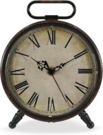 Classic Desk Clock, 8 Inches Silent Non-Ticking Battery Operated Steel... - Image 2