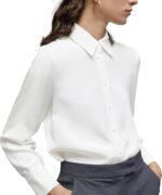 Ladies's Button Down Shirt Basic Lengthy Sleeve Collared Tops Work Offic... - Image 2