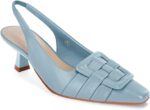 Womens Sling Again Kitten Heels Low Gown Footwear Slingback Pumps Pointed... - Image 2