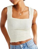 Ladies's Sq. Neck Vast Strap Crop Tank Tops Flower Going Out Tops Sl... - Image 2