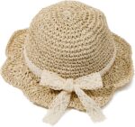 Zando Toddler Lady Straw Solar Hat for Child with Lace Bow Bucket Hats fo... - Image 2