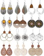 12 Pairs Boho Classic Geometric Spherical Earrings Picket Leather-based Ethnic S... - Image 2