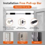 Pull Up Bar for Doorway 23.6in Adjustable Door Mounted Heavy Obligation Stee... - Image 4