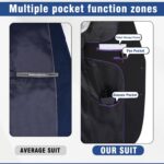 Males's Slim Match 3 Piece Go well with Set, Two Button Stable Blazer Jacket with M... - Image 5