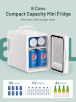 KEENSTAR Mini Skincare Fridge (6L/8 Can) with Dimmable LED Mirror, Coo... - Image 4