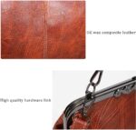 Segater® Girls Retro Hole Oil Wax PU Leather-based Purse Kiss Lock Cross... - Image 5