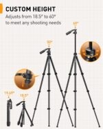 Perlegear Digital camera Tripod, 60″ Transportable and Peak-Adjustable, Journey Tr... - Image 3
