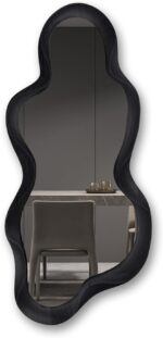 30"x 14" Irregular Wall Mirror, Wood Black Framed Wall Asymmetrical ... - Image 3