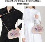 Night HandBags for Ladies Flower Wedding ceremony Clutch Purse Satin Floral La... - Image 4