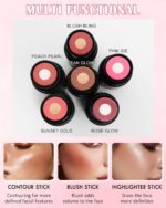 Cream Blush Stick Make-up, Multi Blushes & Highlighter Contour Sticks, ... - Image 3