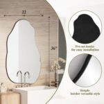 VooBang 22 x 36 inch Irregular Wall Mirror, Frameless Asymmetrical Abs... - Image 6