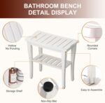 Bamboo Bathe Bench Stool with Storage Shelf, Waterproof Bathe Chair ... - Image 4