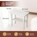 Bamboo Bathe Bench Stool with Storage Shelf, Waterproof Bathe Chair ... - Image 6