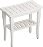 Bamboo Bathe Bench Stool with Storage Shelf, Waterproof Bathe Chair ... - Image 9