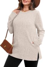 SAMPEEL Womens Sweaters Crewneck Lengthy Sleeve Shirts with Pockets Fall ... - Image 4