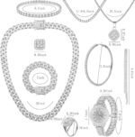 NEWITIN 13 Items Silver Jewellery Set for Ladies Stainless Metal Cuban L... - Image 3