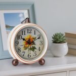 Traditional Classic Desk Clock - 5.2in Cute Sunflower Analog Clock, Silen... - Image 3