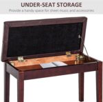 HOMCOM Piano Bench, Duet Piano Chair with Fake Leather-based Padded Cushion ... - Image 7