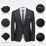 WULFUL Males's 2 Piece Slim Match Swimsuit Set One Button Blazer Jacket Pants ... - Image 5